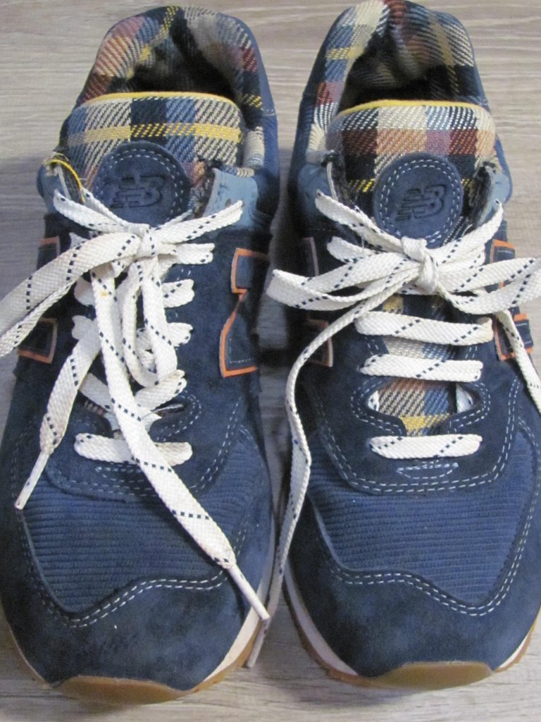 Men's New Balance 574 'Dark Blue Plaid Sneakers Size 8 Excellent Ml574hmk